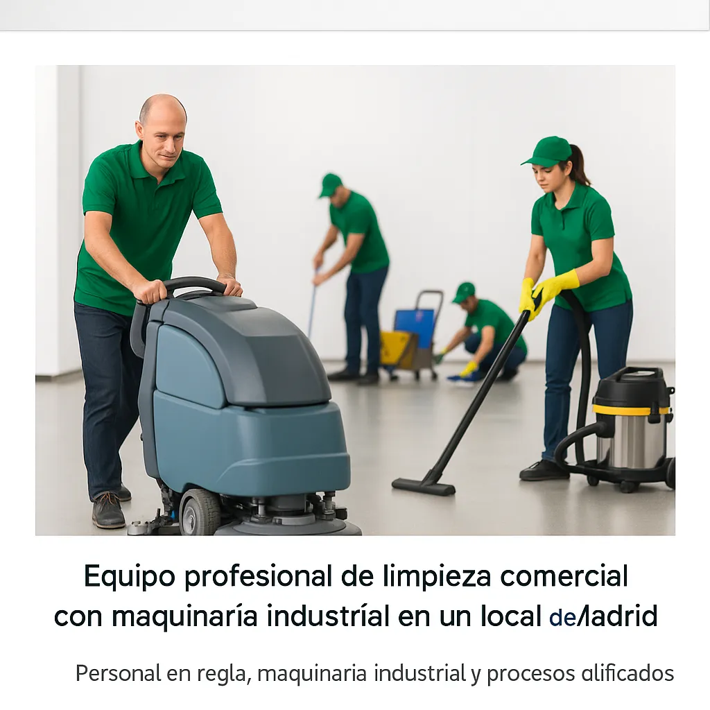 Equipo de limpieza profesional utilizando maquinaria industrial